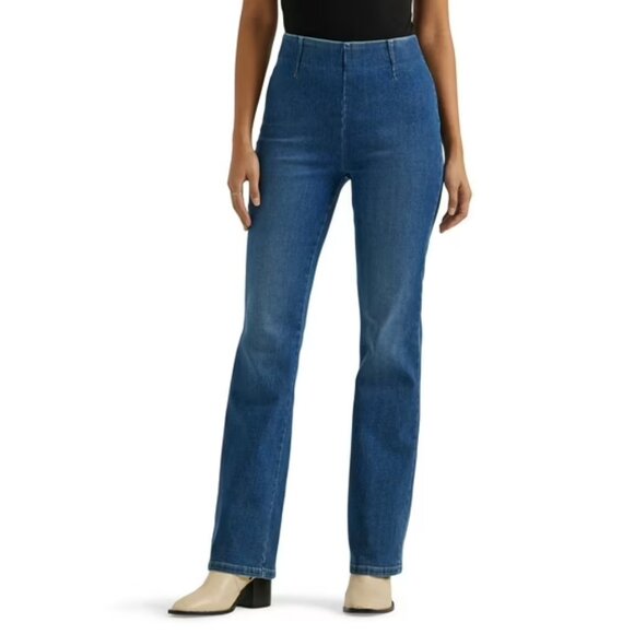Lee Women's High Rise Pull-On Bootcut Pant, Size 16, High Rise,Fitted Fit, Blue - Picture 1 of 5